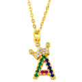 Shangjie OEM 26 letras Collar de corona con diamantes Collar en capas Collares bling personalizados chapados
